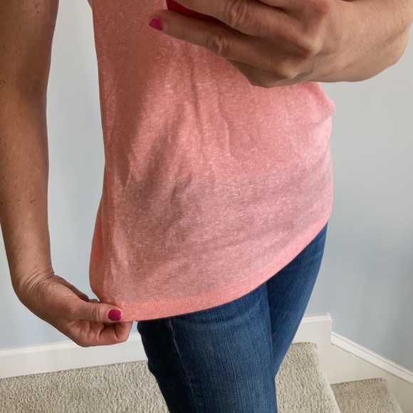 Peachy/Pink V Neck Short Sleeve Tee - Picture 6 of 10
